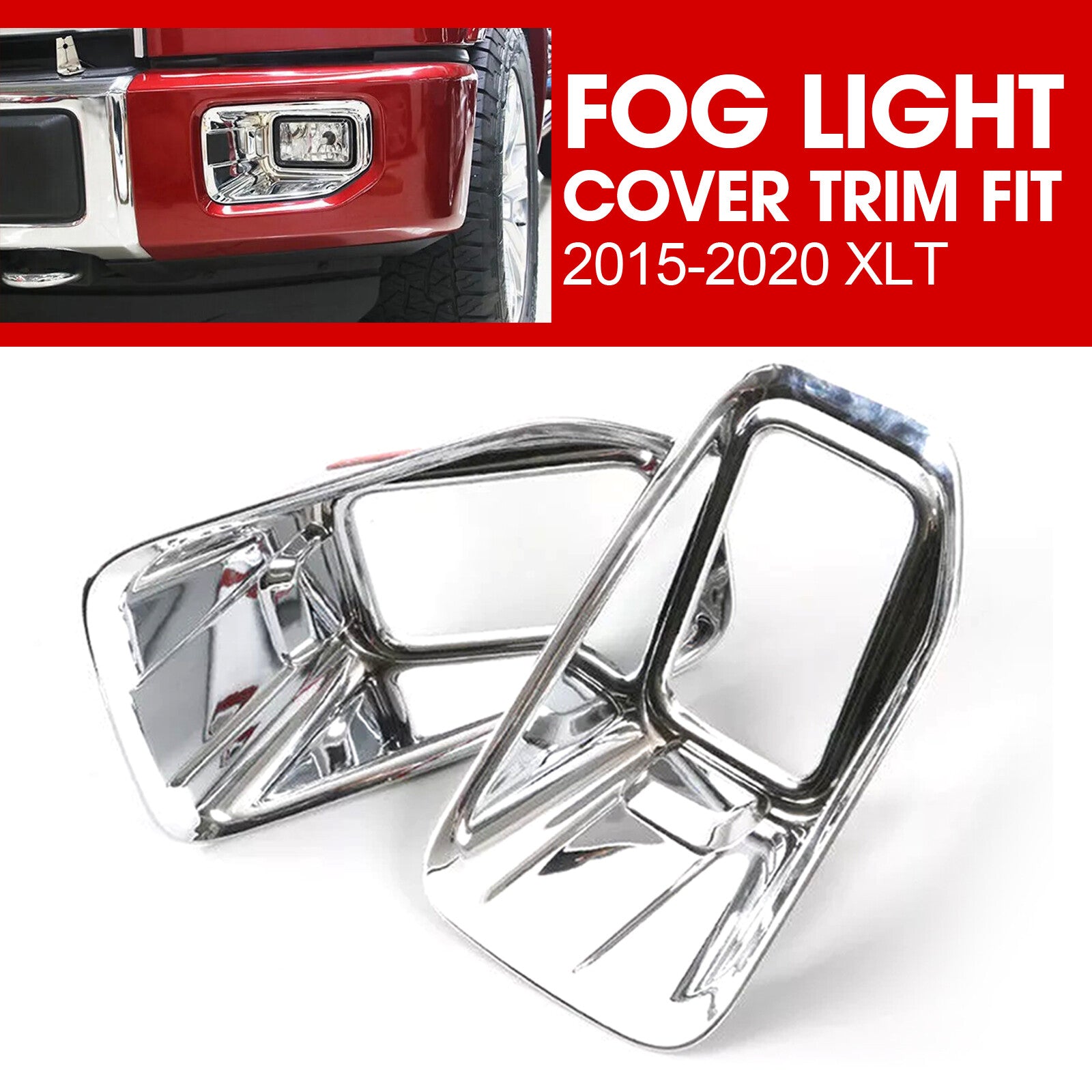 for Ford F-150 F150 Chrome Front Bumper Fog Light Cover Trim Fit 2015-2020 XLT