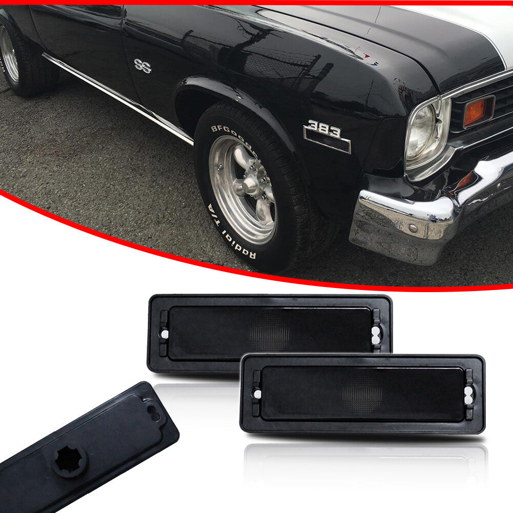 2-Pack Smoked Front/Rear Side Marker Light Housings for 1970-1974 for Chevrolet Nova