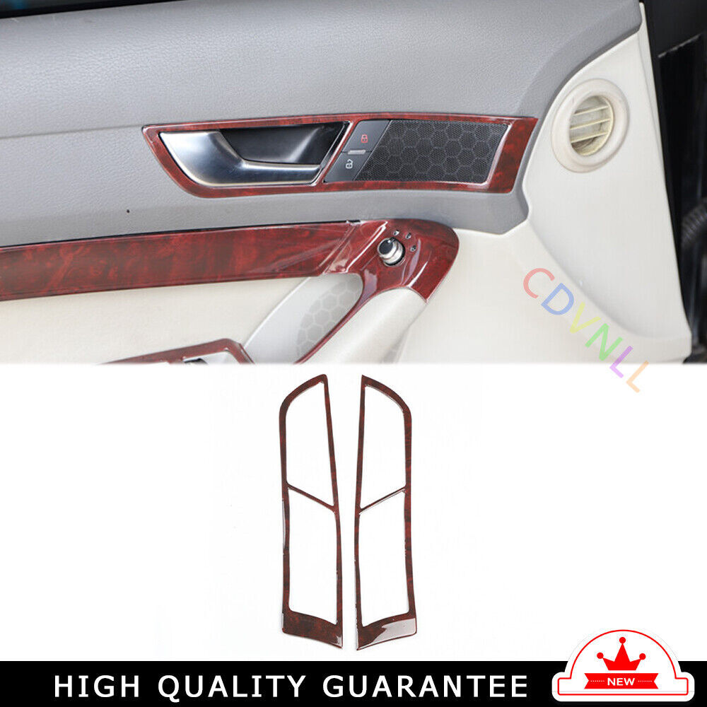 Car Inner Door Handle Cover Frame Trim 2PCS Fit for Audi A6l 05-2011 Brown Wood