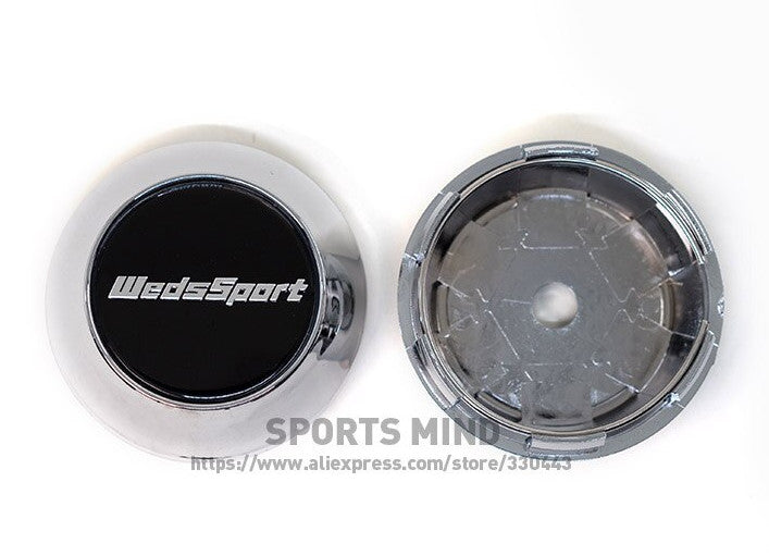 4x69mm Weds Sport Black Silver Badge Wheel Center Cap Hub Cap Edge Cap