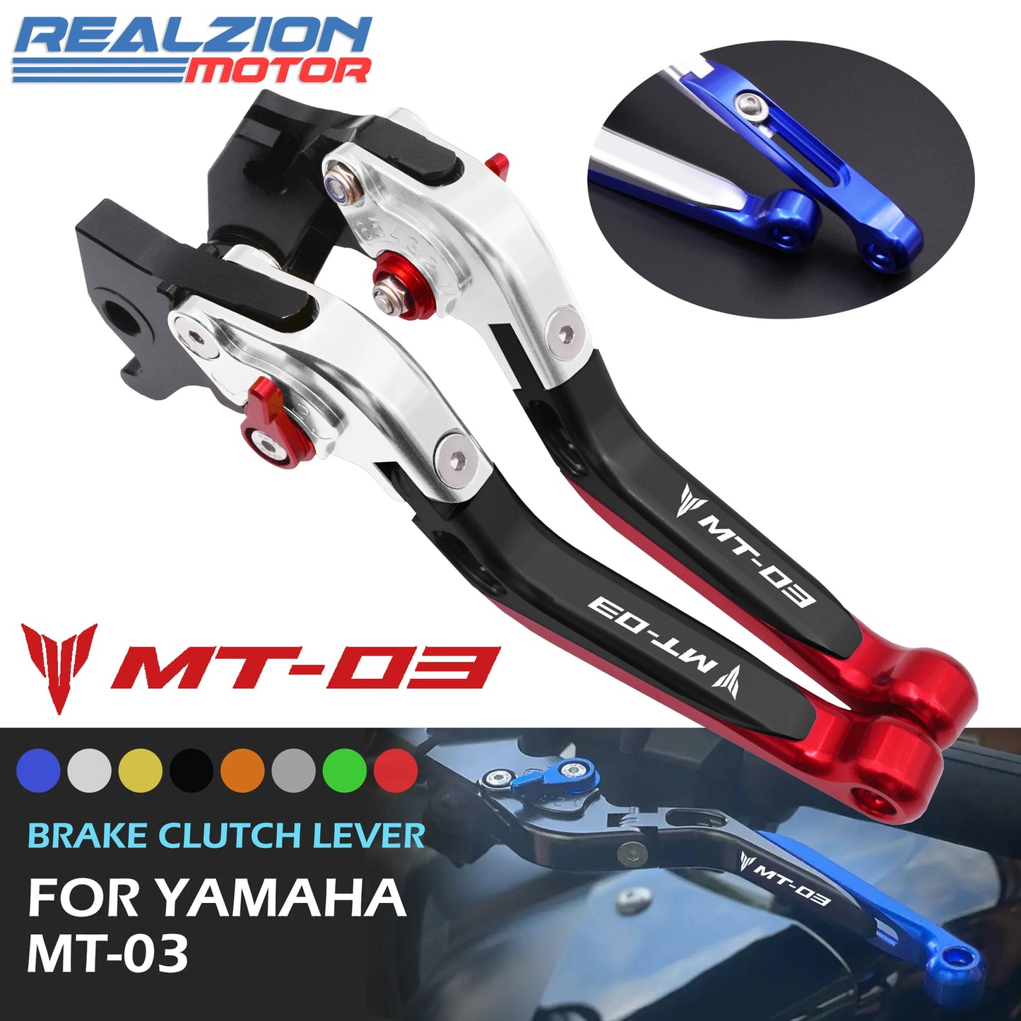 Realzion MT03 2015-2020 Brake Clutch Lever Motorcycle Adjustable Folding Lever
