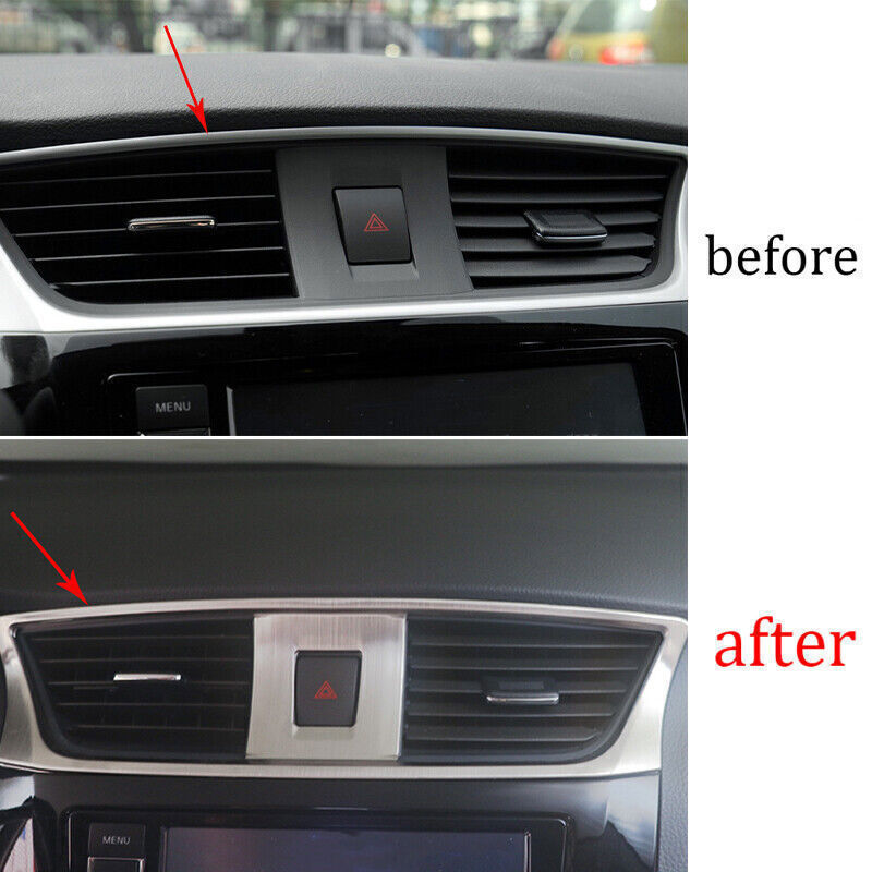 Car Middle Air Outlet Vent Cover Trim for Nissan Sentra 2013-19 Silver Titanium