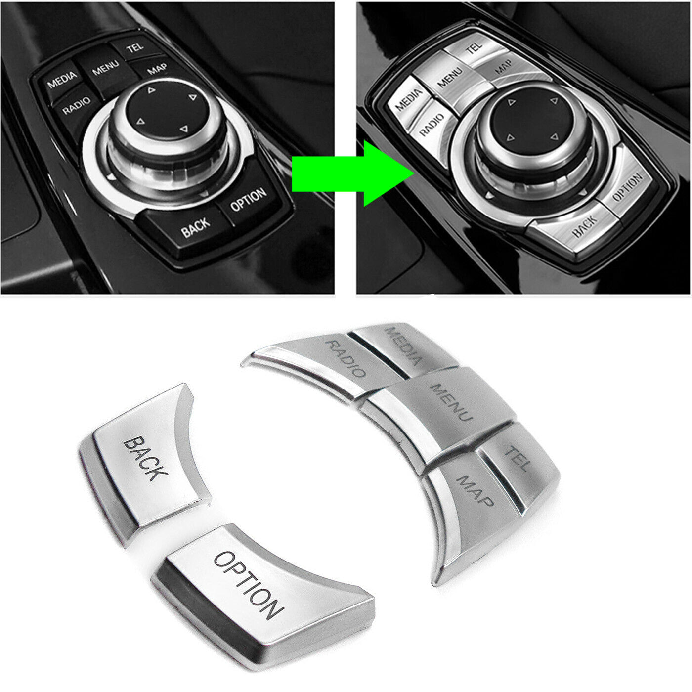 7PCS Multimedia Control Switch Button Cover Trim for BMW 3 5 X3 X5 F10 F20 F30