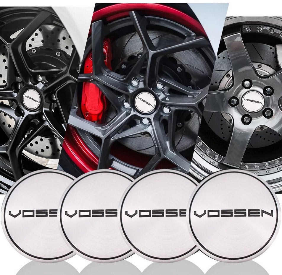 New 4x65mm silver wheel decals, rim decals, and wheel stickers by Vossen.