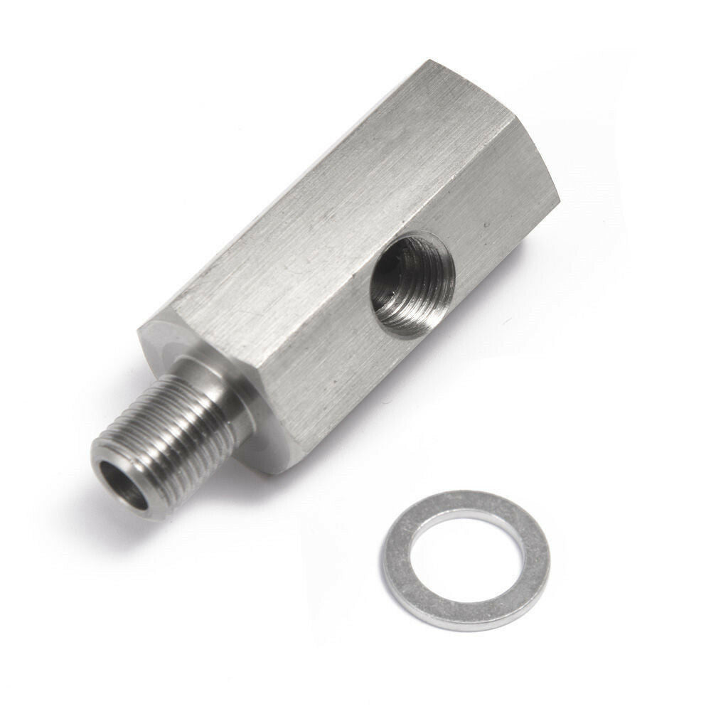 1/8 NPT Oil Pressure Sensor Tee to 1/8 NPT Adapter Turbo Supply Feed Line Gauge
