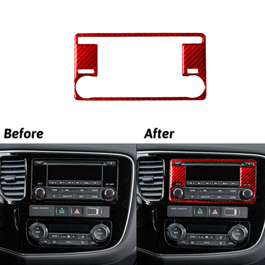 Red Carbon Fiber Regular Radio Frame Trim for Mitsubishi Outlander 2014-2016