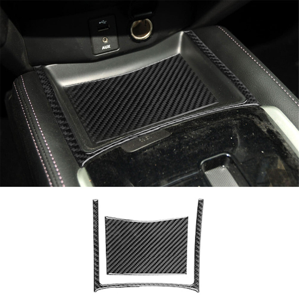 Carbon Fiber Central Storage Box Panel Trim Cover for Nissan Rogue 2014-2016