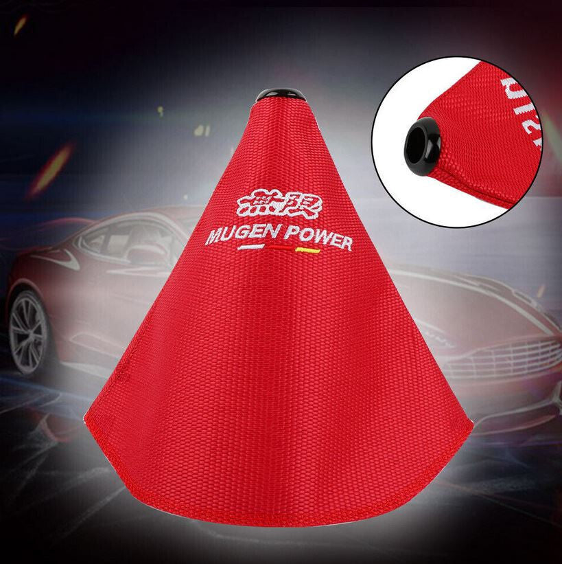 Car Gear Shift Knob Boot Racing Transmission Protective Cover, Mugen, Red Fabric, for Honda for Acura