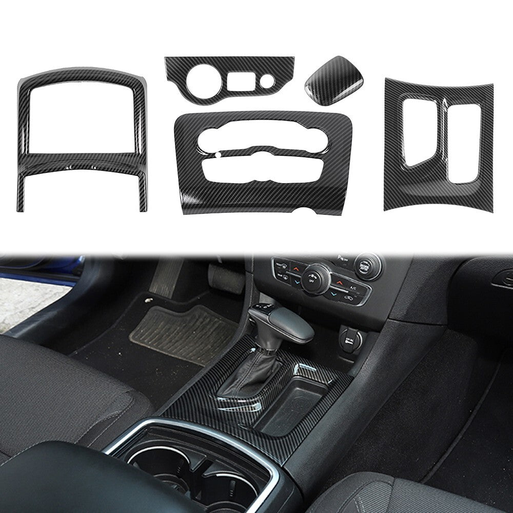 5X Interior Central Control Cover Trim Kit for Dodge Charger 2015-23 Carbon ABS