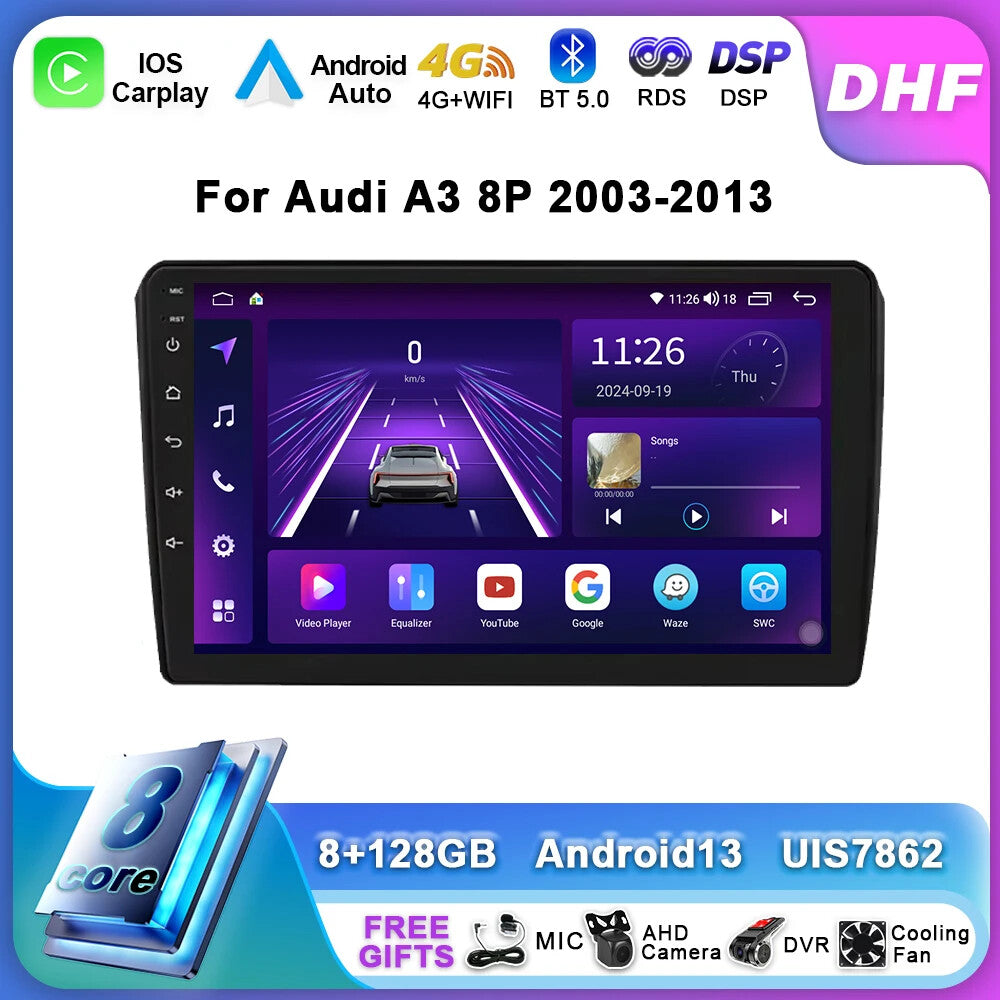 Android System CarPlay Car Radio for Audi A3 8P S3 RS3 Sportback Navi Player GPS