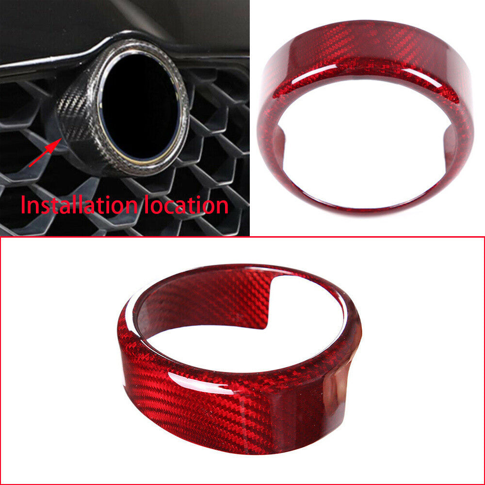 Red Carbon Fiber Front Car Logo Decorative Cover for Alfa Romeo Giulia 2017-20