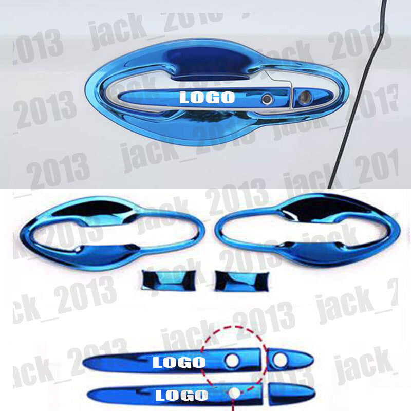 Blue Side steel Door Handle + Bowl Covers Trims for Honda Vezel HR-V HRV 2016-20