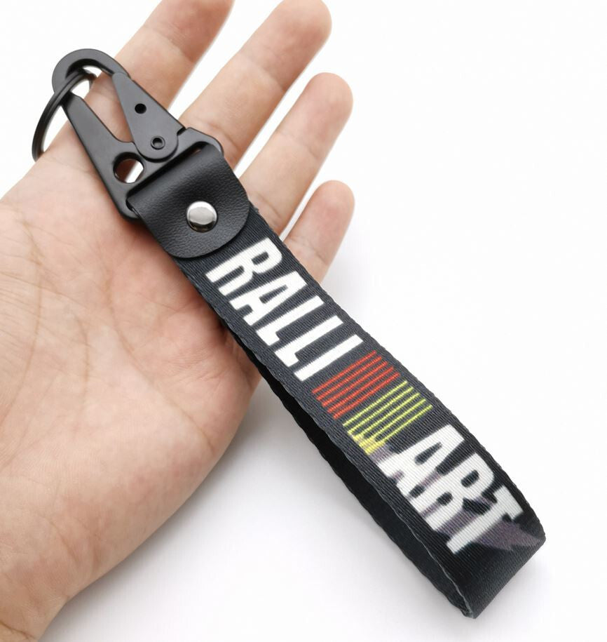 Car keychain/key ring with lanyard, car accessories, Ralliart, black, for Toyota .