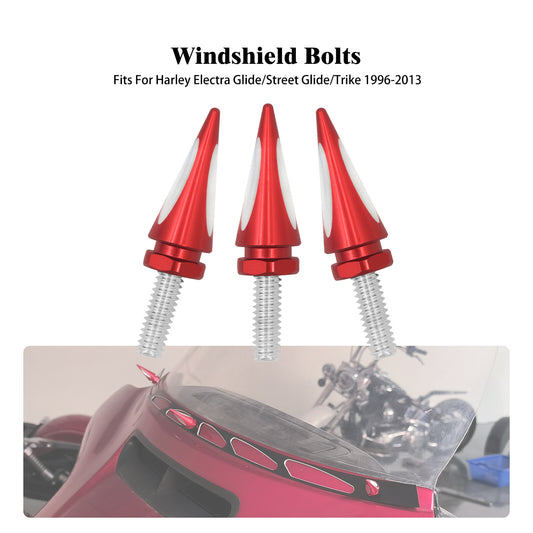 Red Spike Wind Screen Windshield Bolts for Harley Street Electra Glide 1996-2013