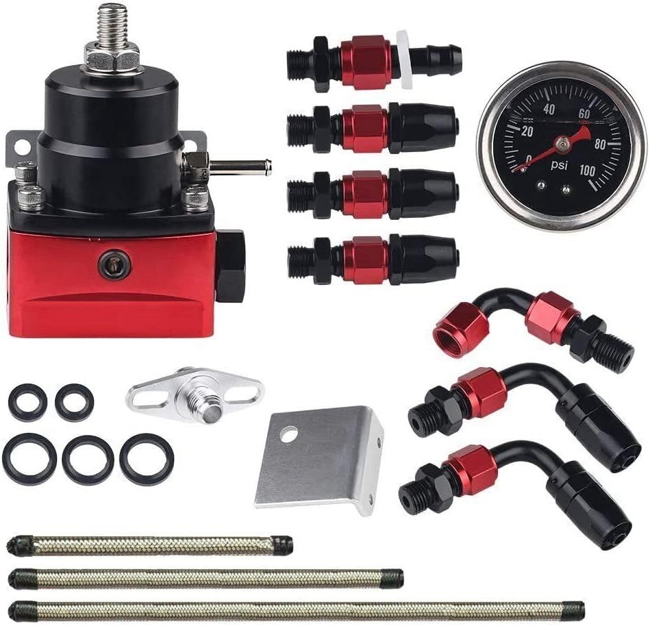Adjustable fuel pressure regulator kit, oil 0-100psi specification - 6AN 6AN Fit EFI system