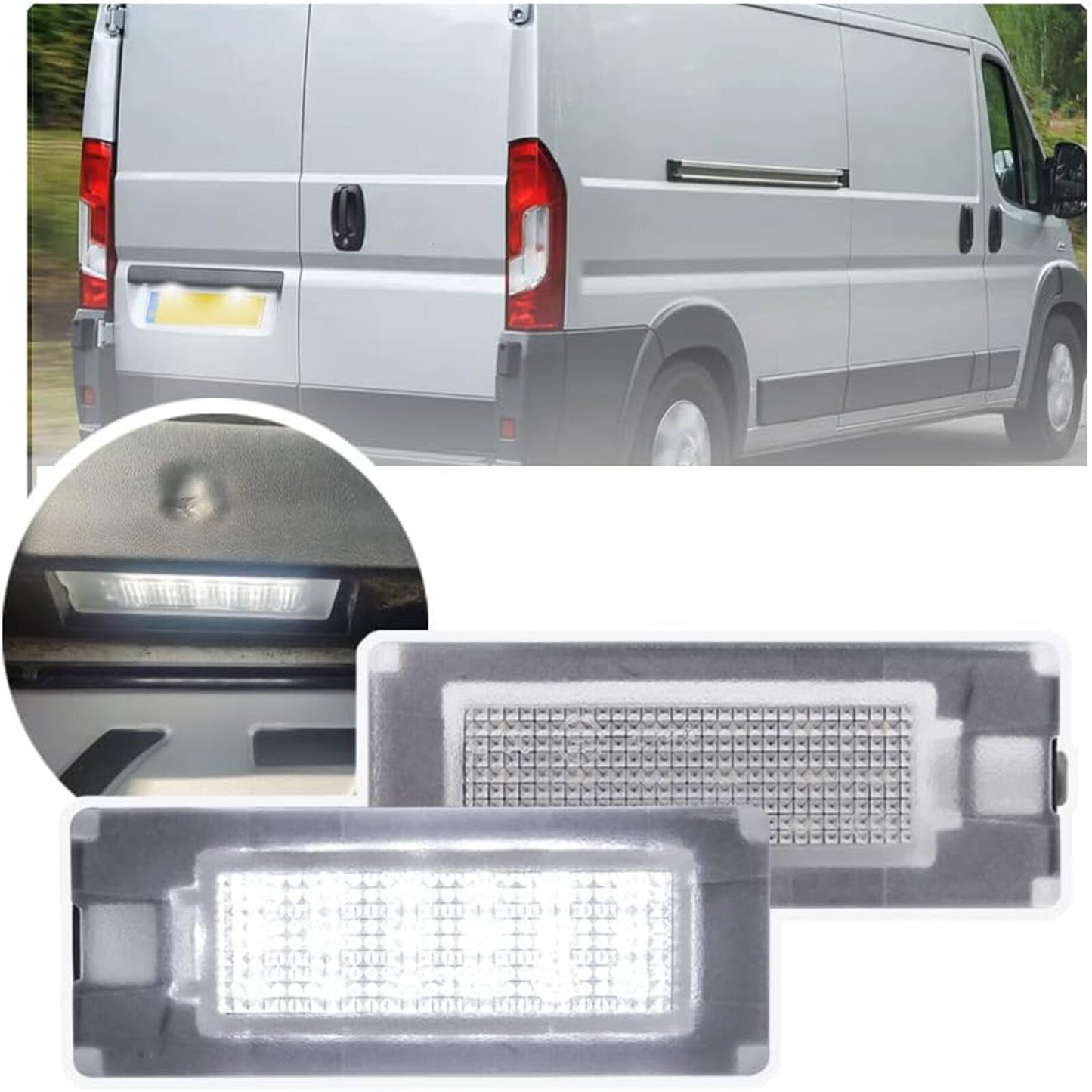 2X for Citroen Jumper for Peugeot Boxer for Fiat Ducato 8LED License Number Plate Lights