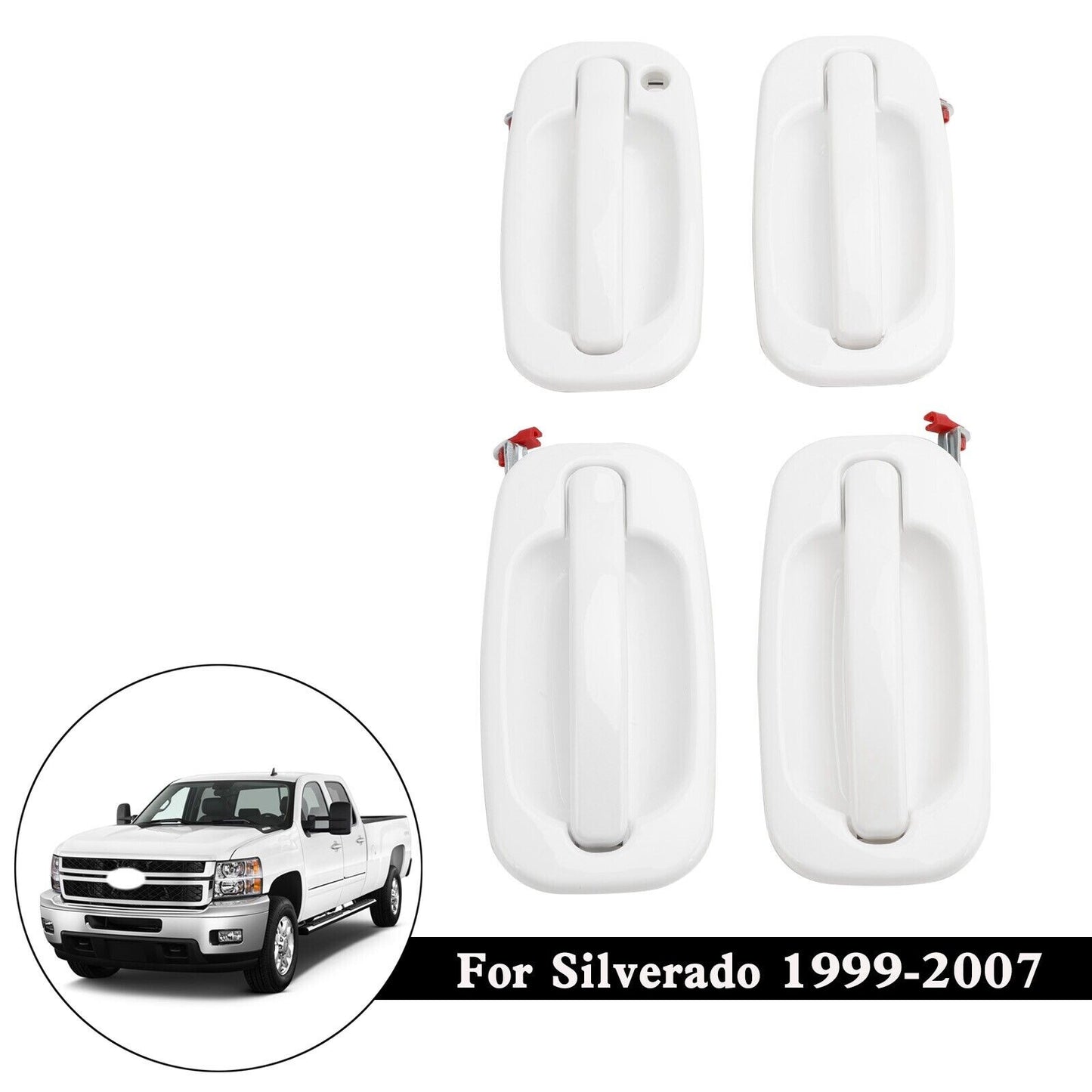 4Pcs Exterior Olympic White Painted Door Handle Set For 99-07 Silverado 19356468