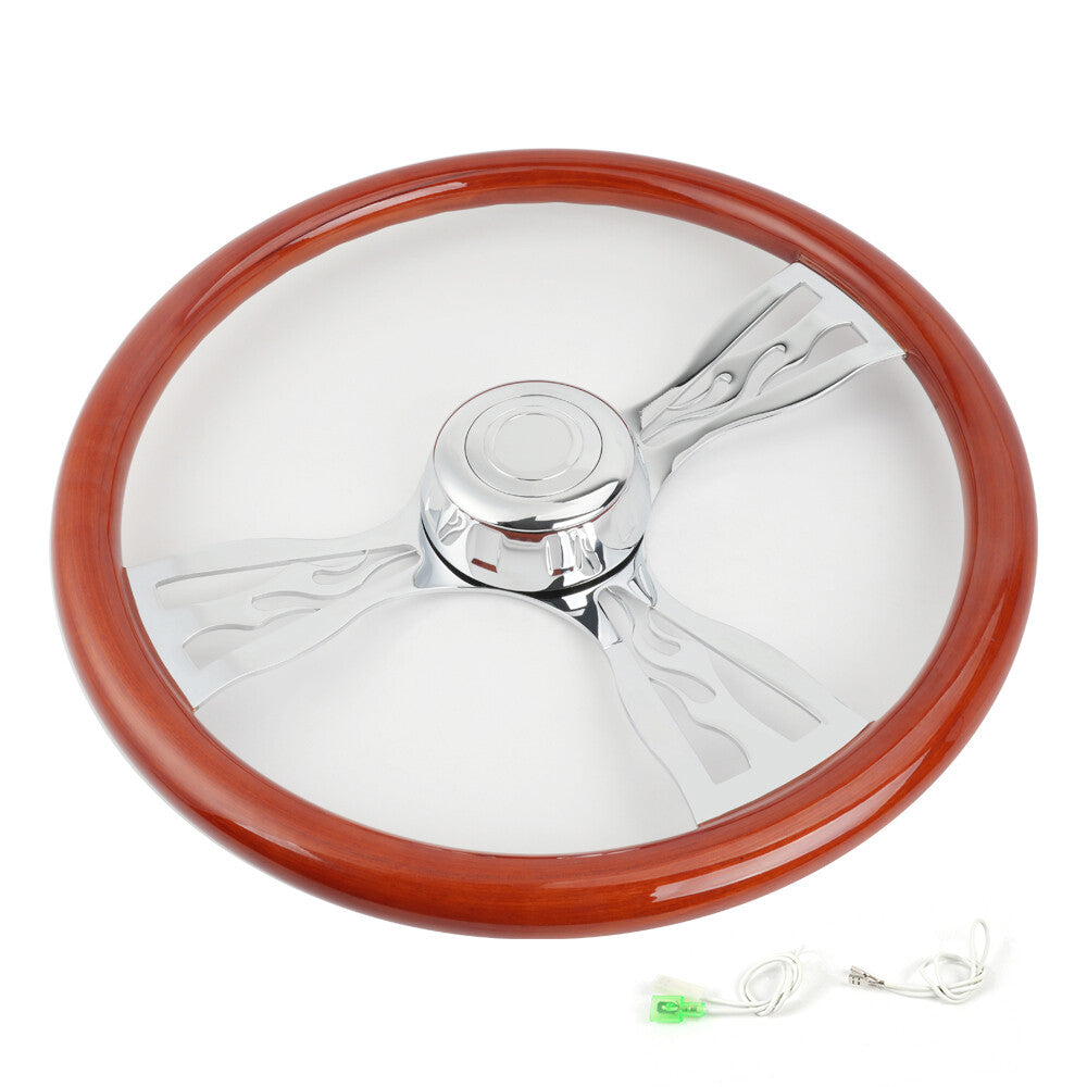 Chrome 3 Spoke 18 Wood Steering Wheel for Freightliner / for Kenworth / for Peterbilt / for Volvo