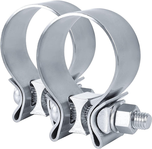 2.5-inch exhaust clips, narrow band muffler clips, stainless steel, 2-piece set,
