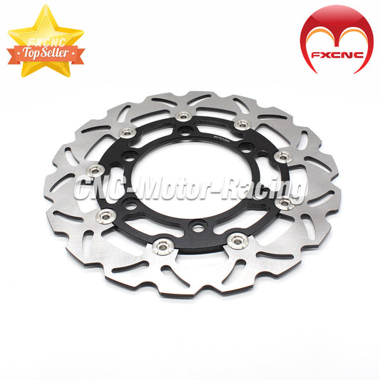 CNC motorcycle front floating brake disc rotor for Honda CBR150R 2000 - 2003, black.