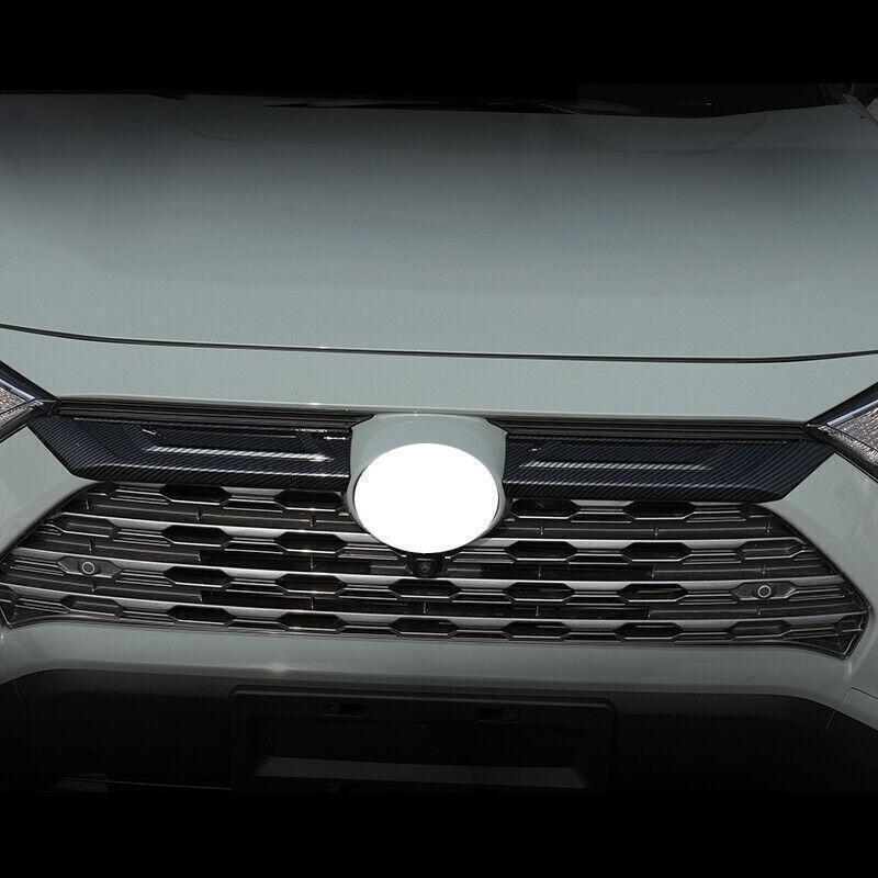 for Toyota RAV4 19-2023 Carbon Fiber Front Center Hood Grille Grill Strip Trims