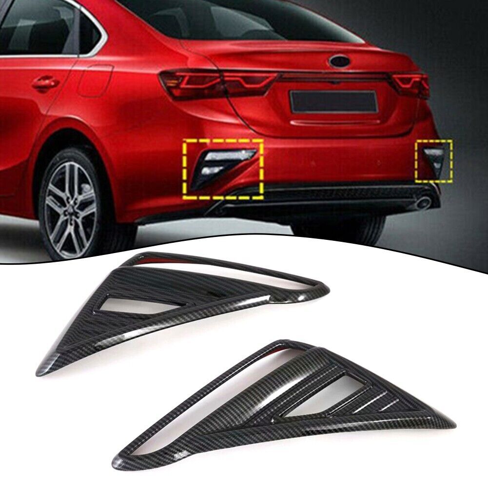 Fog light cover trim pair for Kia K3 Forte Cerato 2019 - 2022, made of ABS plastic carbon fiber.