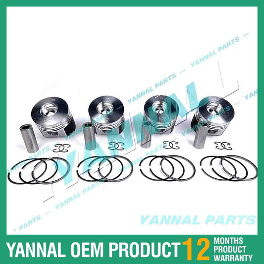 4-piece piston with piston rings + 0.5 mm for Kubota V2203DI engine (oversized)