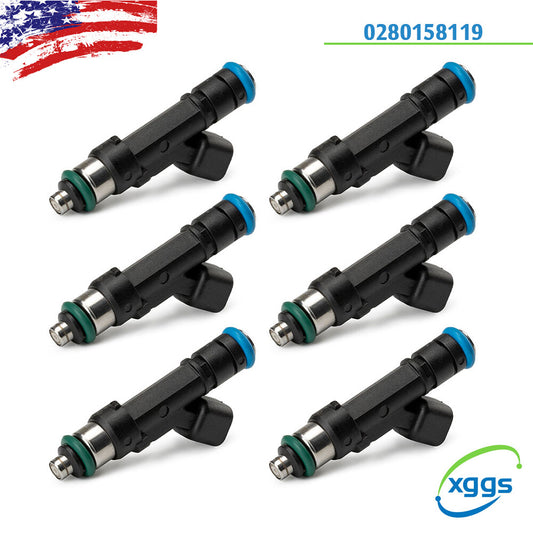 6-piece fuel injector kit 0280158119 suitable for Jeep , for Dodge for Wrangler , for Chrysler 3.3L and 3.8L engines.
