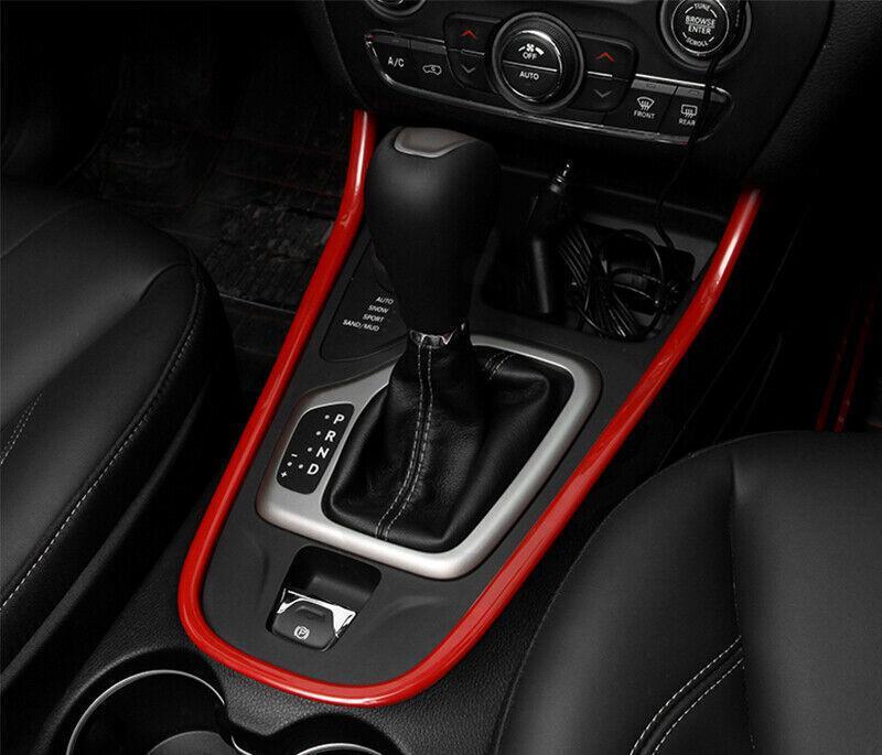 for Jeep Cherokee 2014-2020 Bright Red Central Console Gear Shift U Type Trim 1