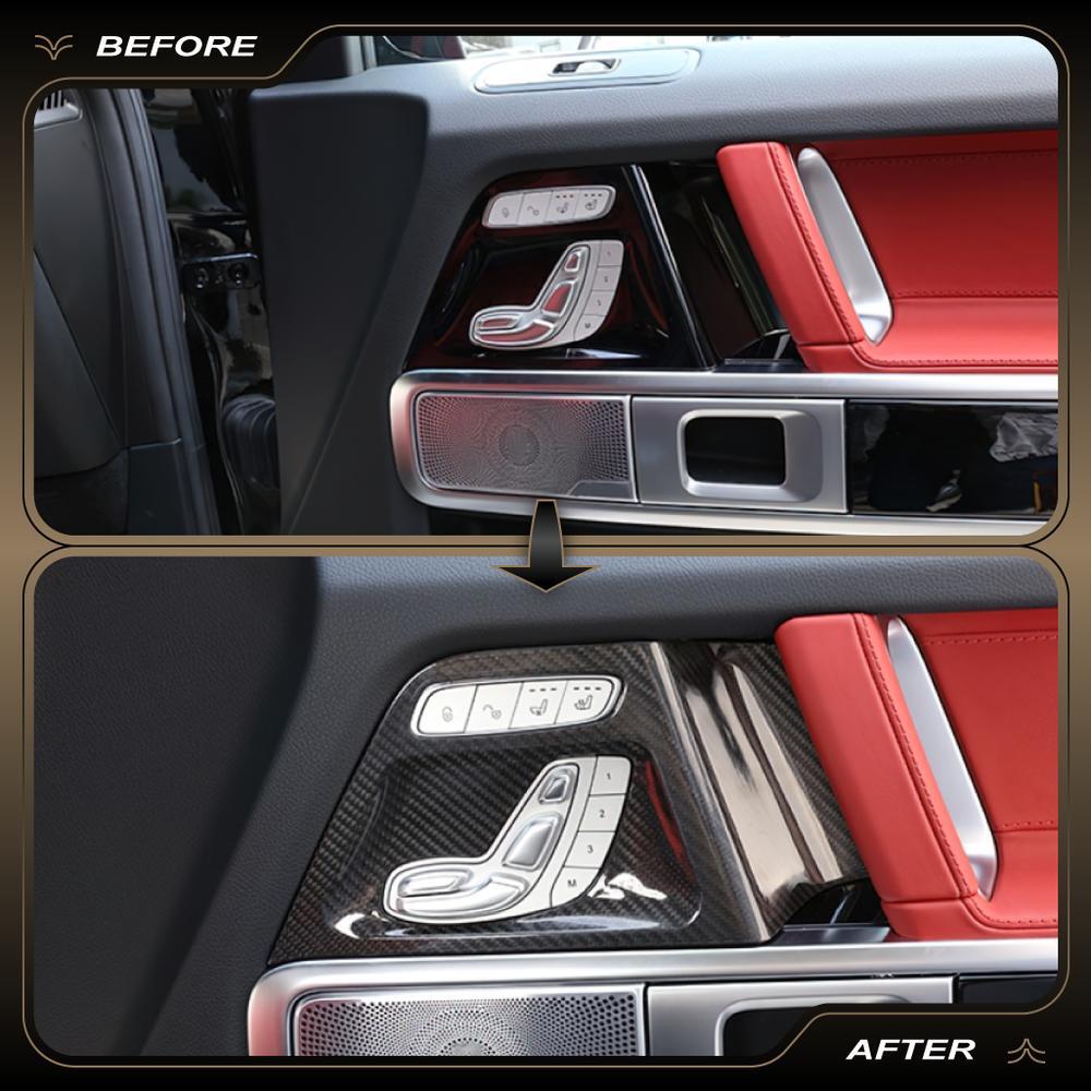 4x Real Carbon Door for Seat Memory Button Trim for Mercedes G-Class W464 G63 19-23