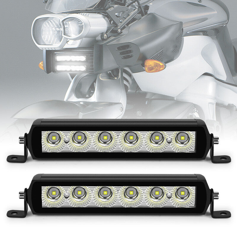 2X 7 Slim LED Work Light Bar Single Row Flood Offroad Driving ATV SUV Truck