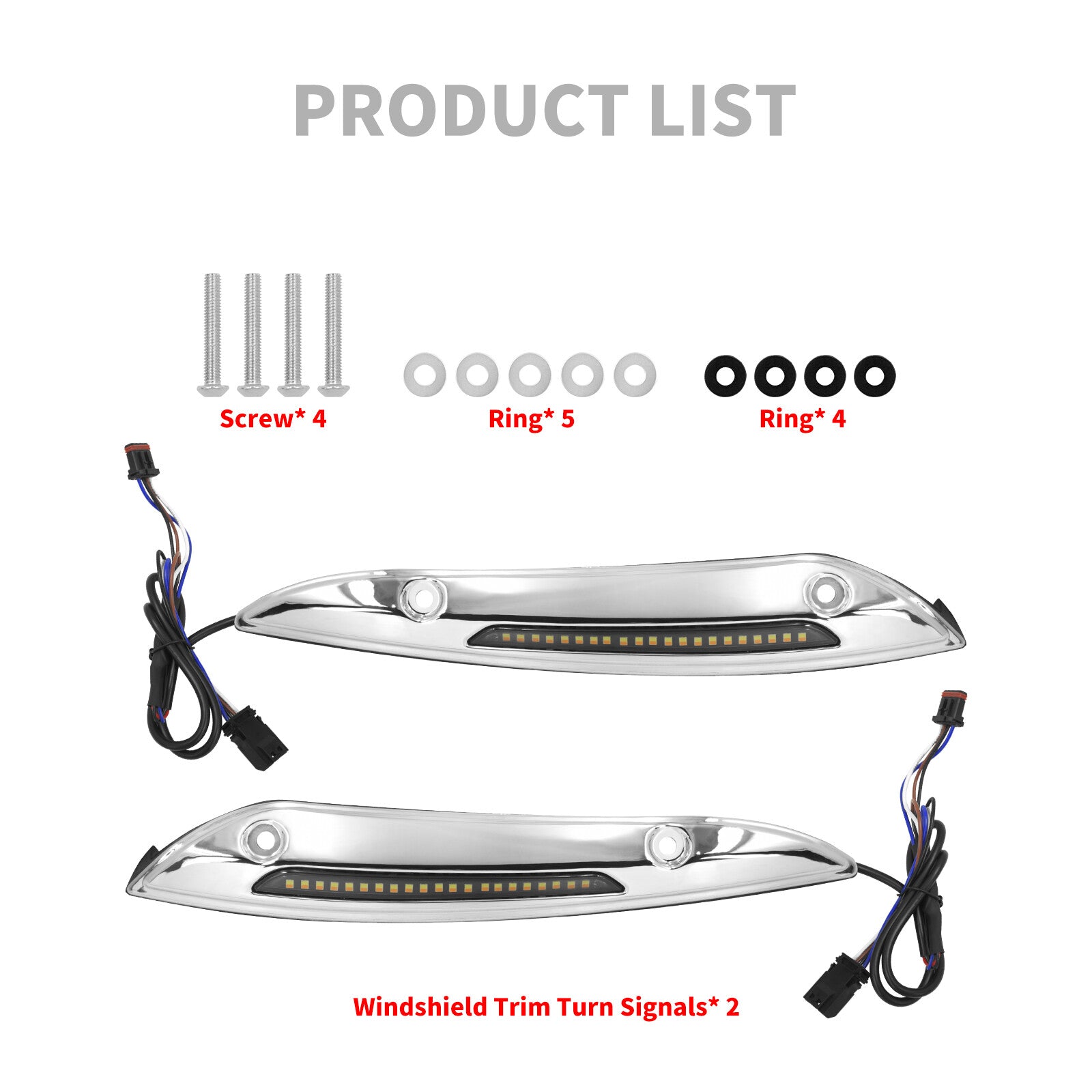 Chrome Aluminum Windshield Trim Turn Signals LED Light for Harley Road Glide 15+