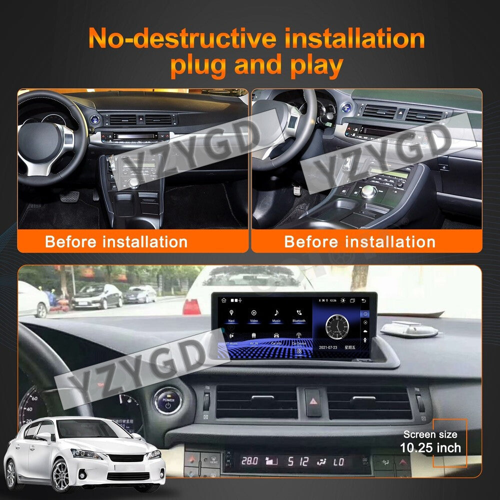 12.3 for Lexus CT200 2012-2020 Stereo Android Auto CarPlay Car Radio GPS Screen