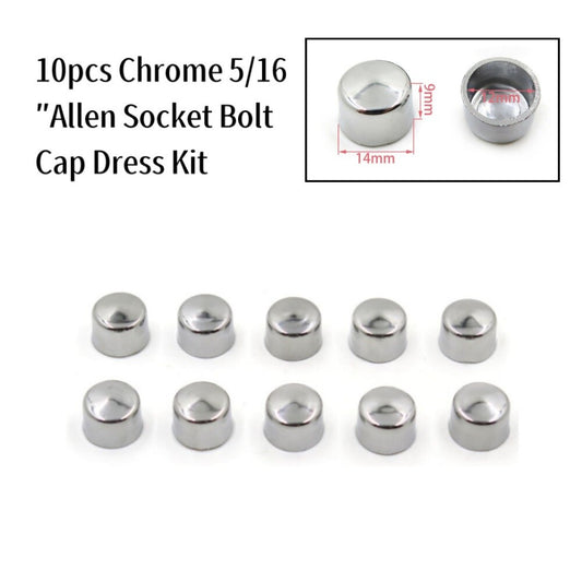 Chrome 10pcs 5/16¡å Allen Socket Bolt Cap Dress Kit Fit for Harley Misc Hardware
