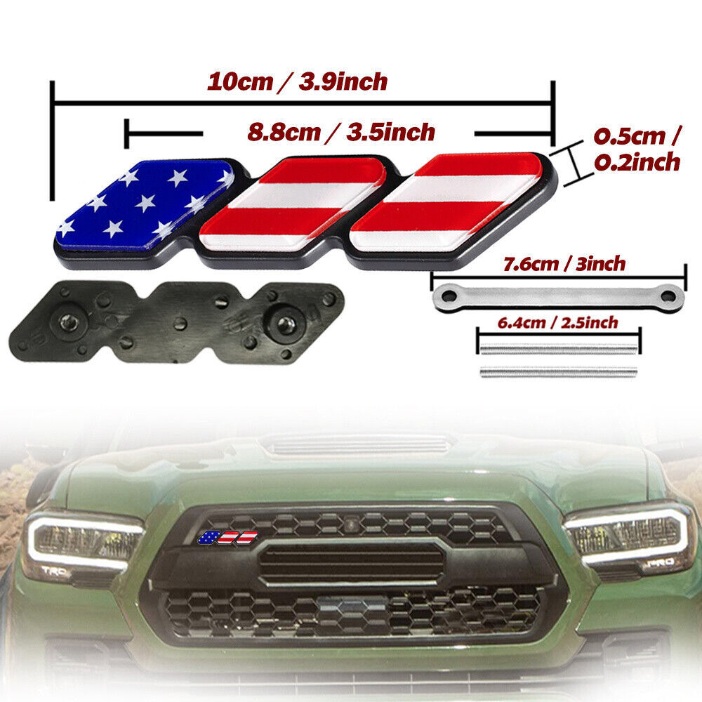 for Toyota Tacoma 4Runner Tundra US Flag Tri-color Front Grille Cover Emblem
