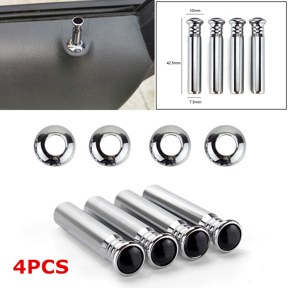 4-Piece Aluminum Alloy Car Door Handle Lock Lift Bolt Trim Interior Kit