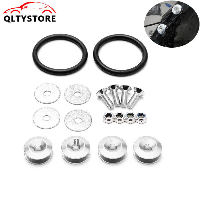 Silver Quick Release Fasteners Bumper Trunk Fender Hatch Lids Kit Aluminum