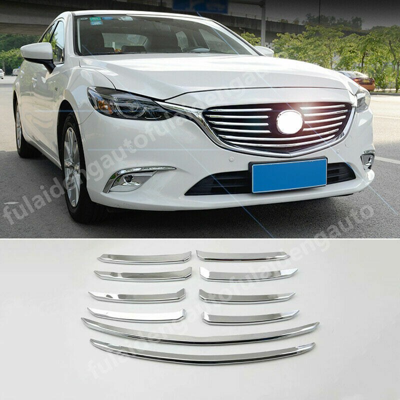 10pcs for Mazda 6 Atenza 2017-2018 Chrome Front Center Grill Molding Strips Trim