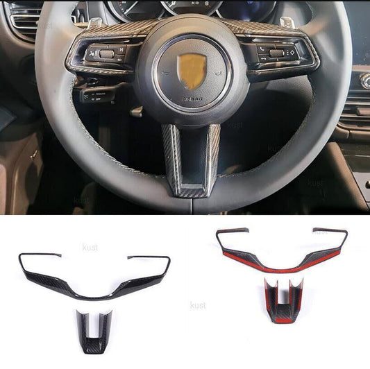 Carbon fiber steering wheel cover for Porsche Macan 911, TAYCAN 992, for Panamera