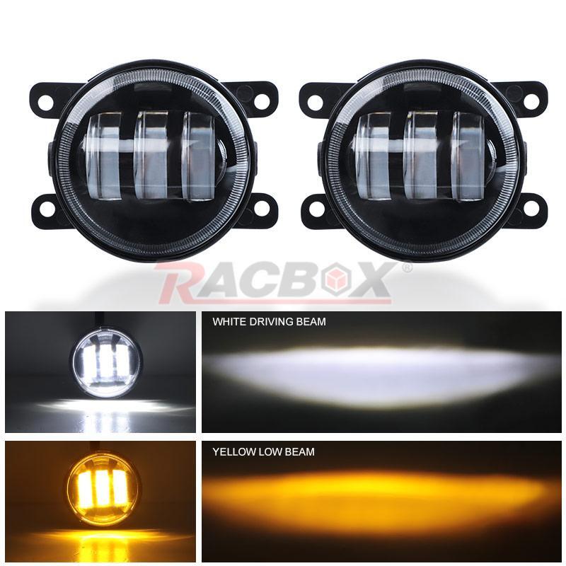 2X LED Fog Lights Bumper White Yellow Driving Lamp for Jeep for Wrangler JK 2 Door