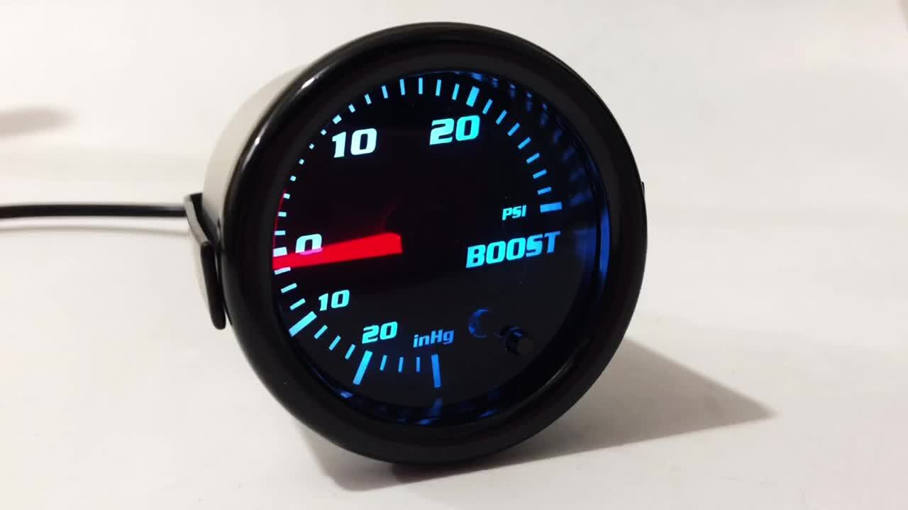 Universal 7 Color Tinted 2 Turbo Boost Gauge 0-30 PSI 52mm Turbo Pressure Meter