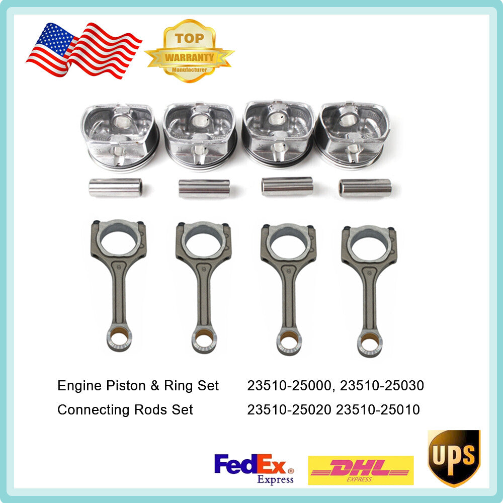 Engine PistonRing Set Connecting Rods for Tucson Forte Koup 2.0L 23510-25030 US