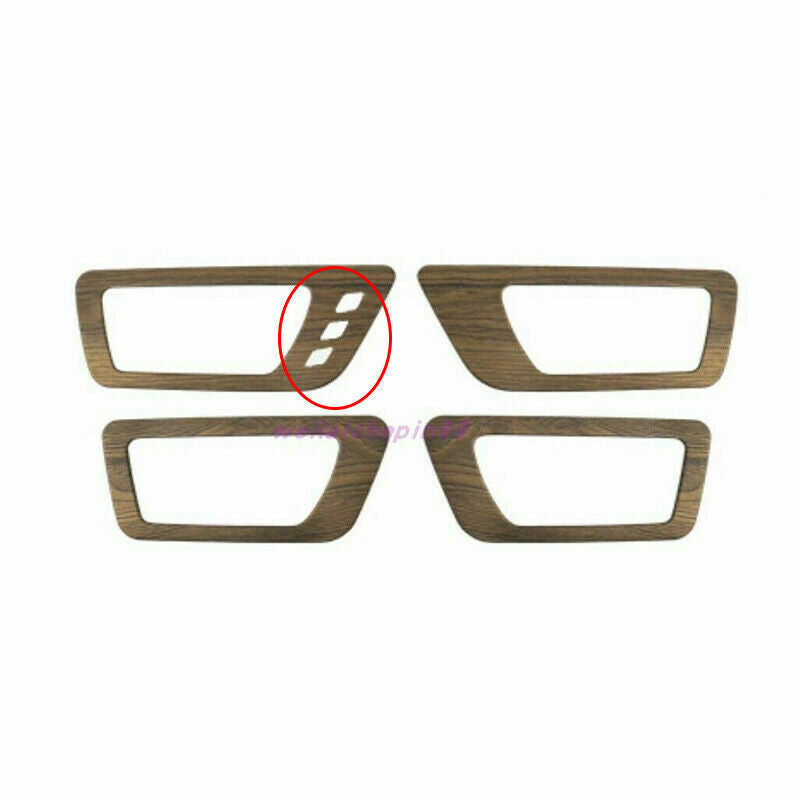 4X Wood Grain Inner Door Bowl Decor Frame Trims for Toyota Highlander 2014-2019