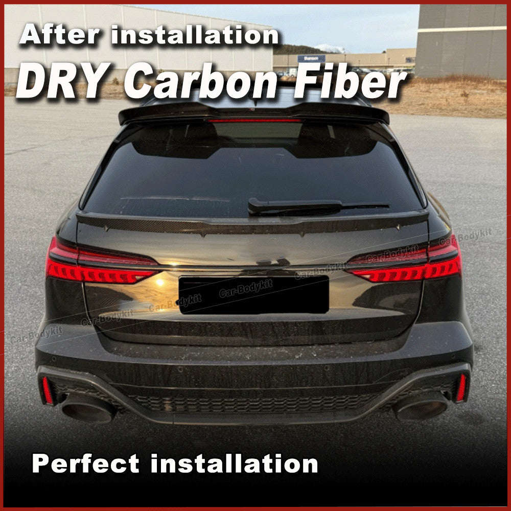 Fit for Audi A6 Avant RS6 C8 Dry Carbon Fiber Rear Trunk middle Spoiler Wing Lip