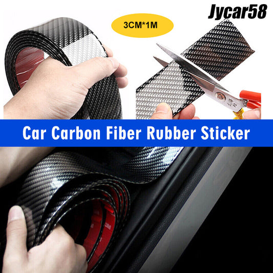 Bumper Protector Car Strip Carbon Fiber Rubber Door Edge Moulding Sticker Guard