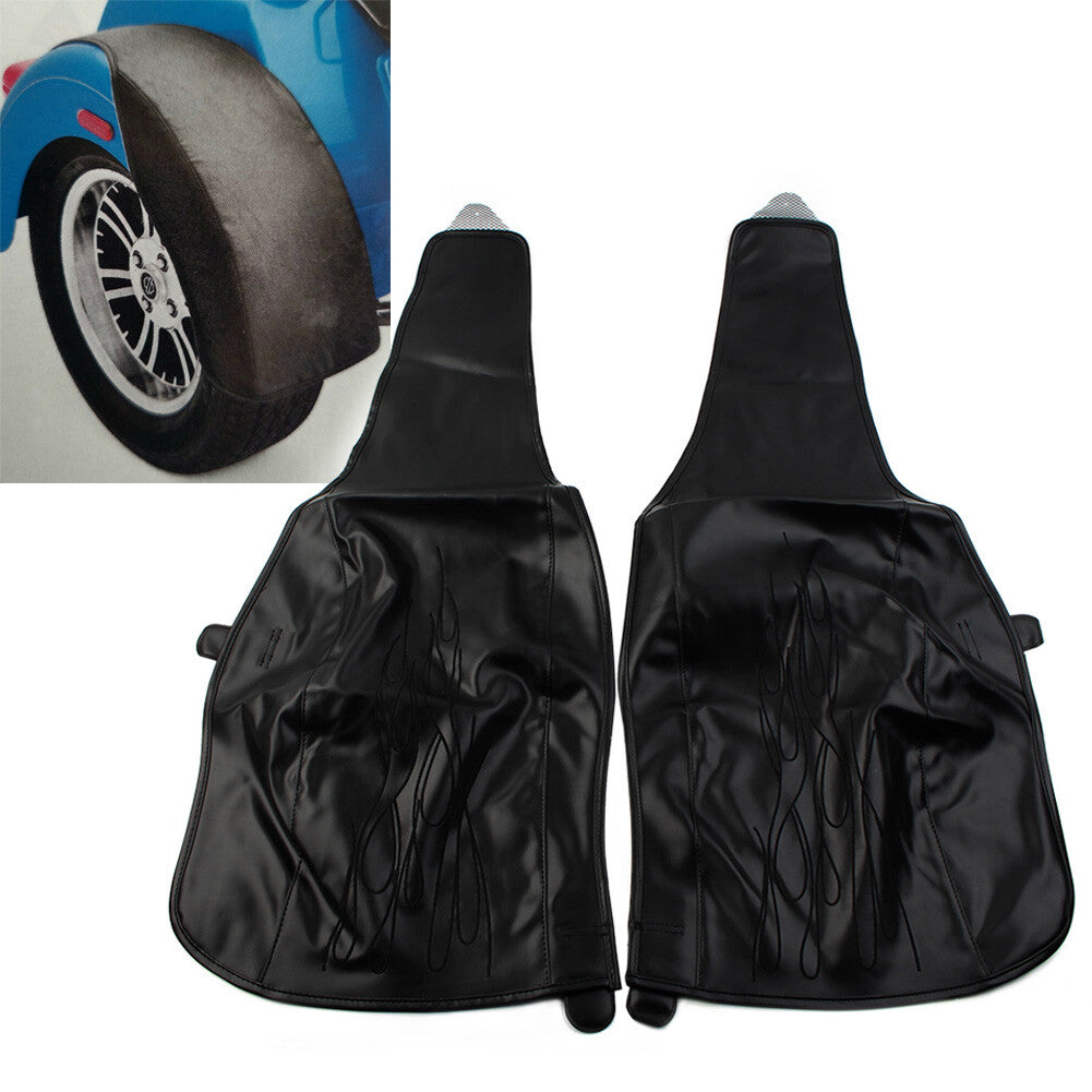 Black PU Leather Flame Rear Trike Fender Bra for Harley Tri Glide Ultra Classic