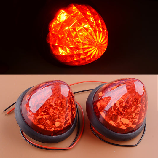 2pcs Red Round 16-LED Side Marker Beehive Cone Lights Truck Trailer