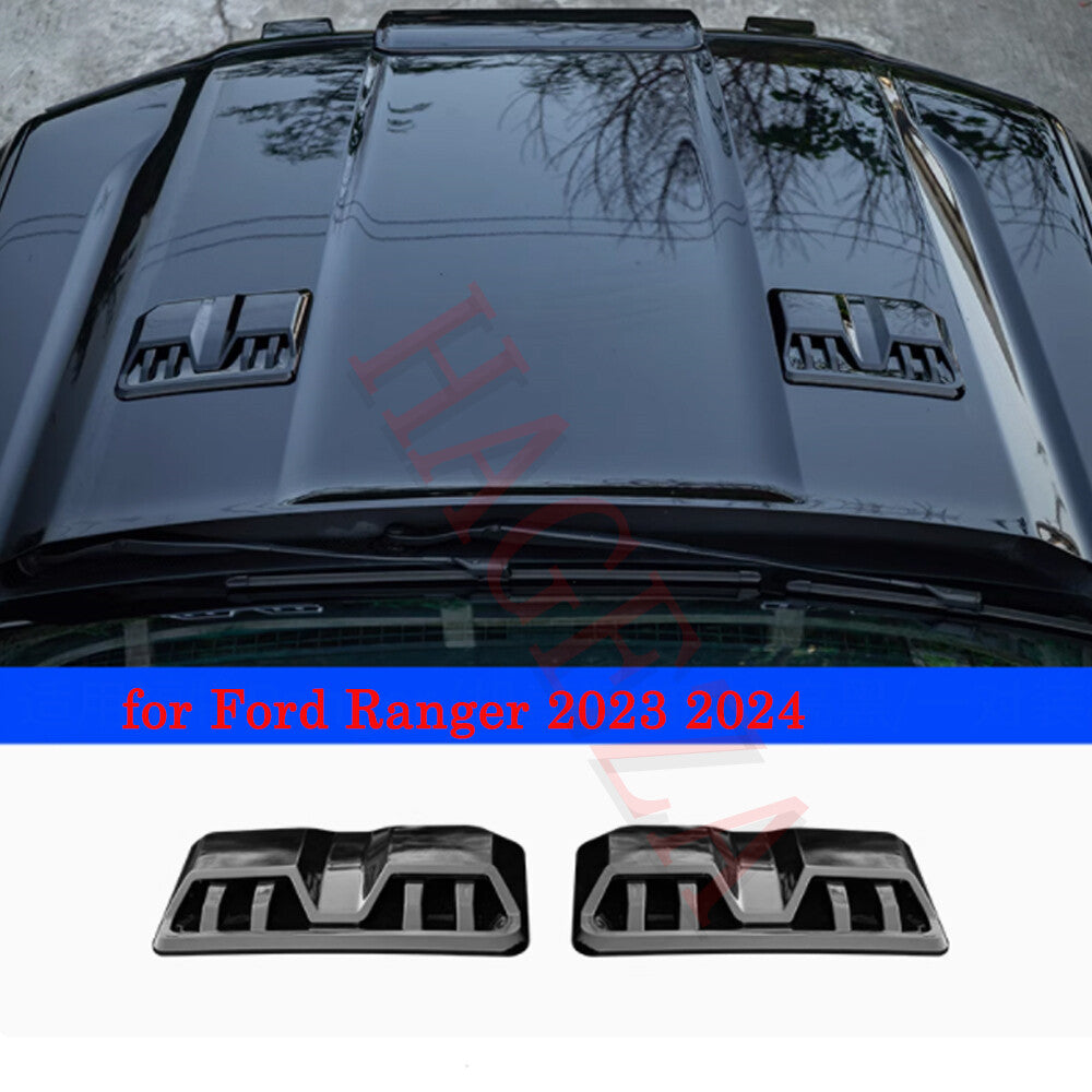 for Ford Ranger 2023-2024 Auto Hood Engine Air Vent Outlet Cover Trim Gloss Blac
