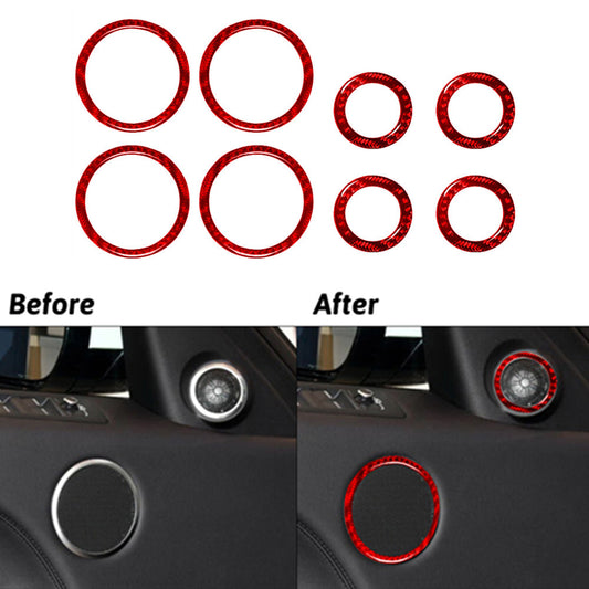8X Red Carbon Fiber Speaker Ring Cover Trim For Land for Range Rover Sport 2014-2017