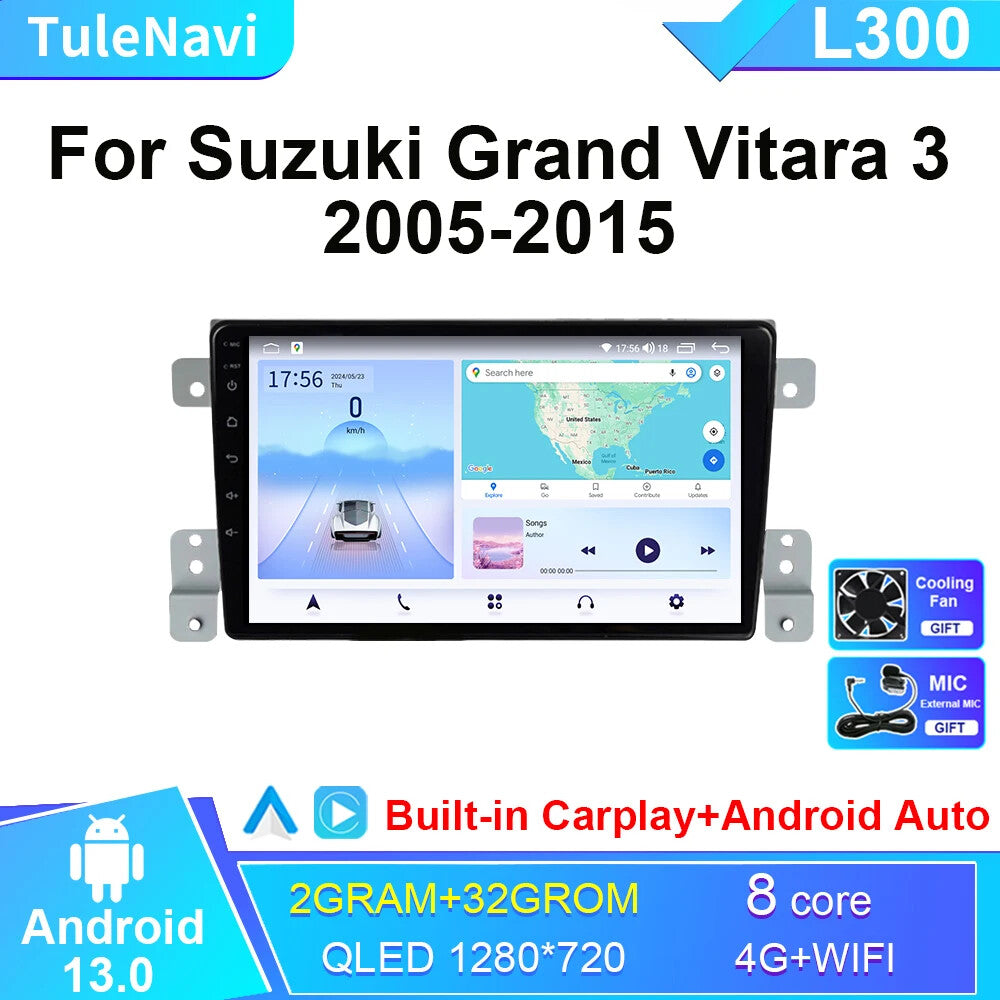 for SUZUKI Vitara Grand 3 2005-2015 Car Radio CarPlay Stereo GPS Player Screen